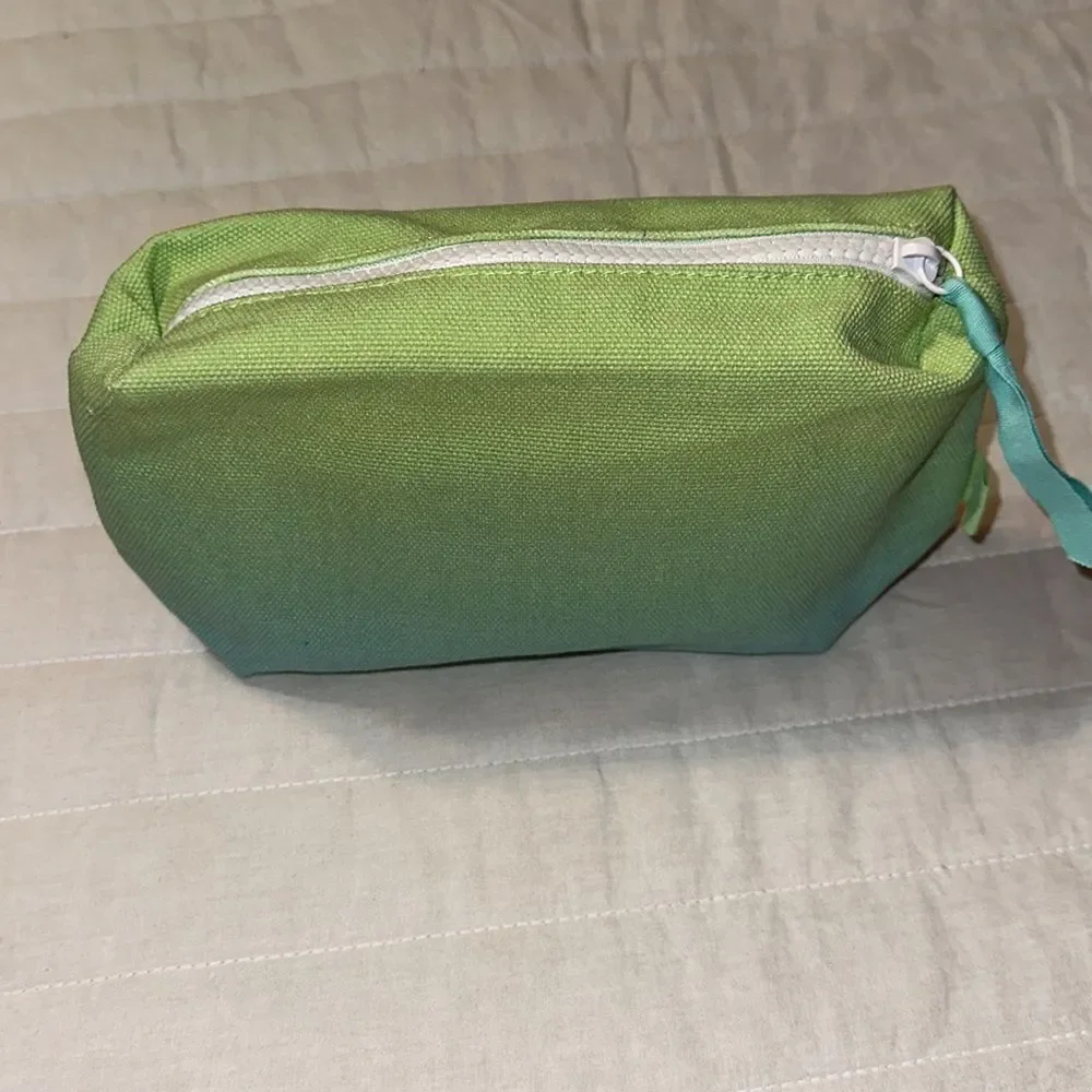 Earth Origins Blue Green White Canvas Beauty Is On The Inside” Cosmetic Zip Bag